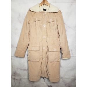 AMERICAN EAGLE OUTFITTERS Blush Pink Sherpa Button Down Corduroy Winter Coat M